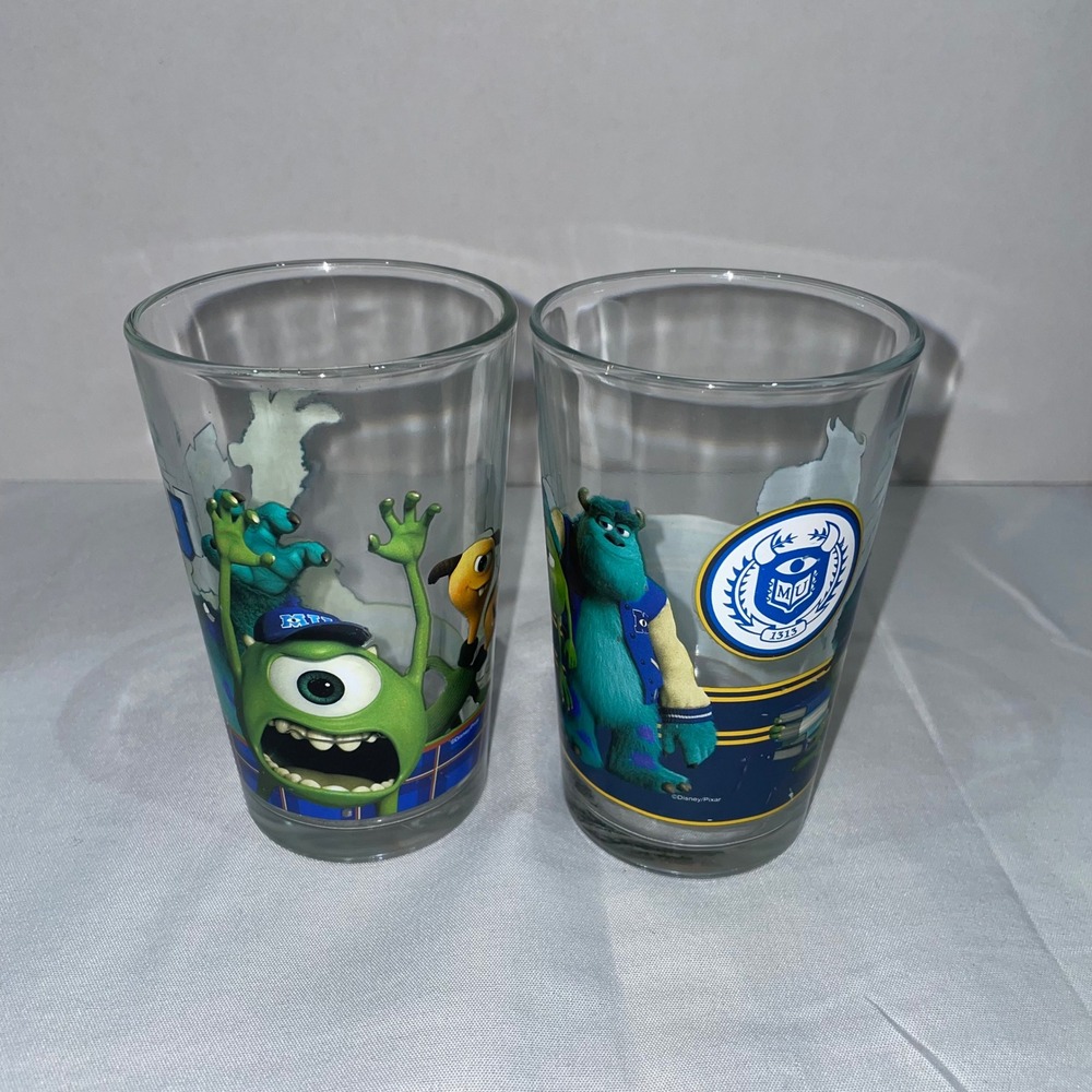 Disney‎ Pixar Monsters University Mike & Sulley Glass Tumbler Set of 2 MU Cup